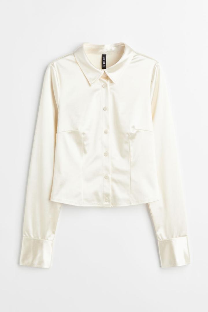 H & M - Satin Shirt - White