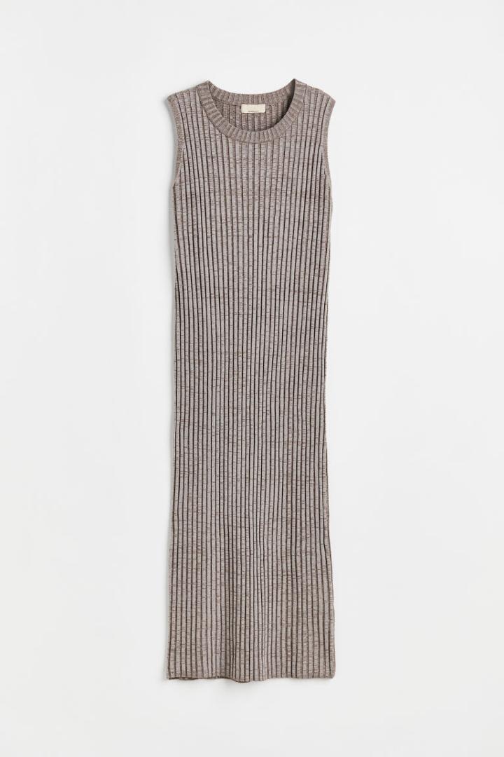 H & M - Cashmere-blend Rib-knit Dress - Beige