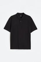 H & M - Regular Fit Cotton Polo Shirt - Black