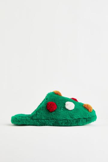 H & M - Christmas Tree Slippers - Green