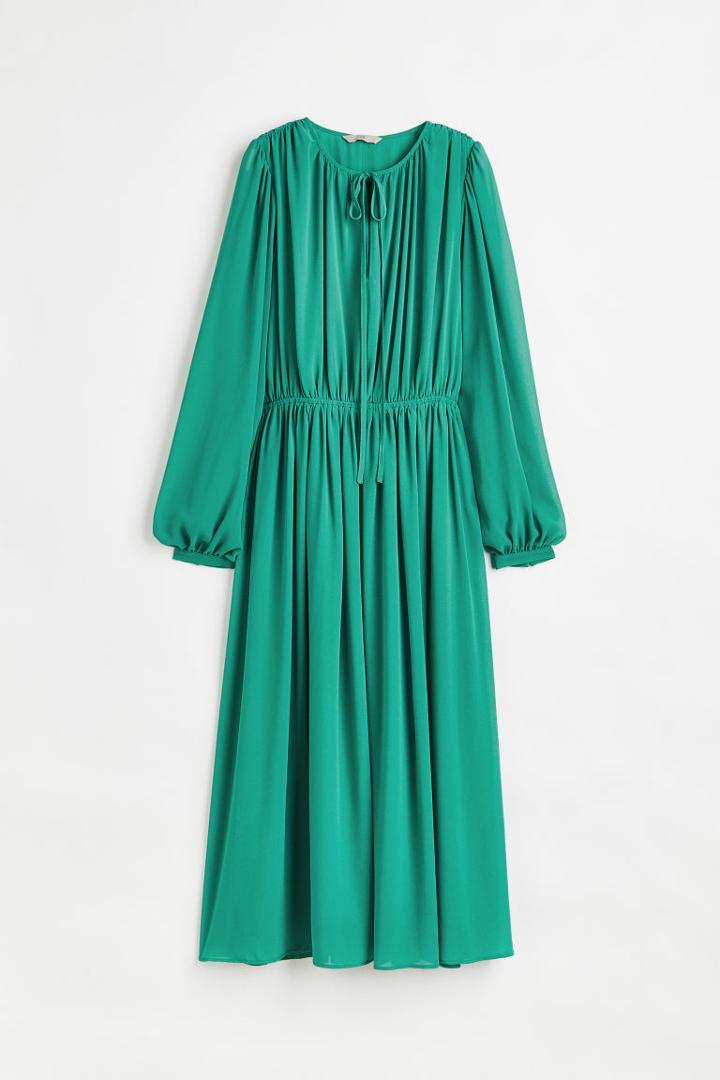 H & M - Gathered Dress - Green