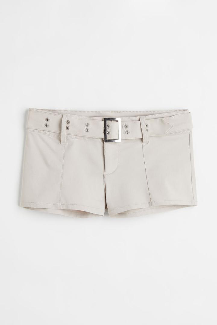 H & M - Belted Shorts - Brown