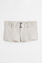 H & M - Belted Shorts - Brown
