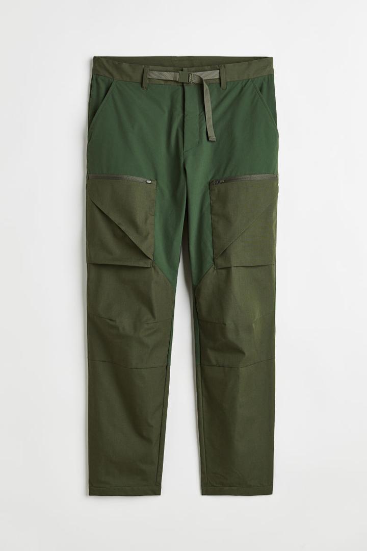 H & M - Regular Fit Water-repellent Shell Pants - Green