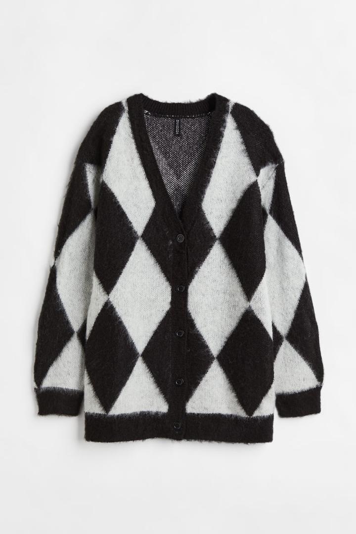 H & M - Harlequin-patterned Cardigan - Black