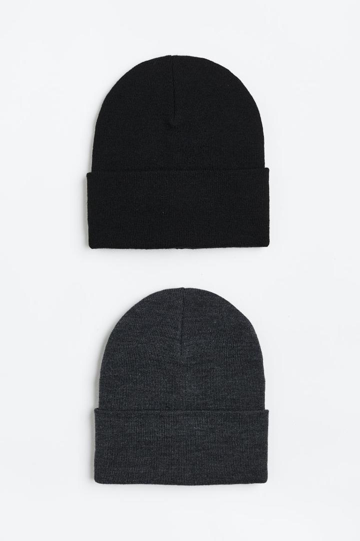 H & M - 2-pack Knit Hats - Black