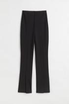 H & M - Flared Slit-hem Leggings - Black
