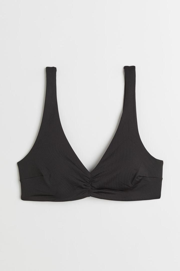 H & M - Padded Tie-back Bikini Top - Black