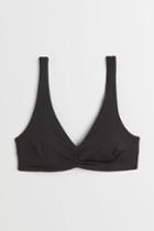 H & M - Padded Tie-back Bikini Top - Black