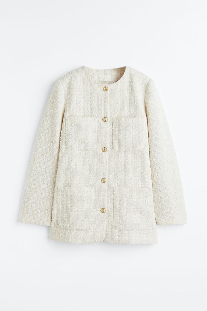 H & M - Boucl Jacket - White