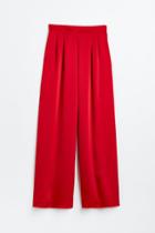 H & M - Wide-cut Satin Pants - Red