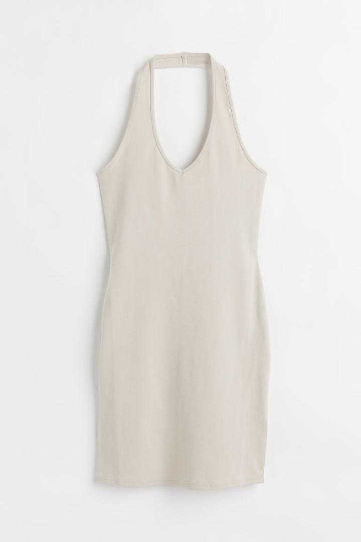 H & M - Cotton Halterneck Dress - Brown