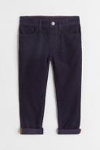 H & M - Slim Fit Corduroy Pants - Blue