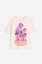 H & M - Printed Cotton T-shirt - Pink