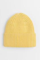 H & M - Rib-knit Cotton Hat - Yellow