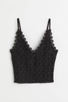 H & M - Lace Crop Top - Black