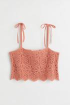 H & M - Crochet-look Top - Orange