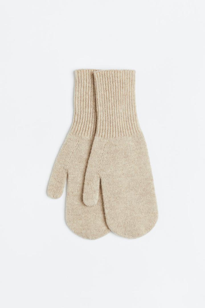 H & M - Cashmere-blend Mittens - Beige