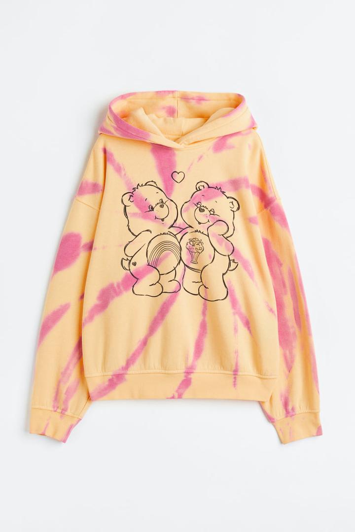 H & M - Oversized Printed Hoodie - Yellow
