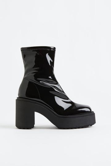 H & M - Chunky Heeled Boots - Black