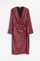 H & M - H & M+ Satin Wrap Dress - Red