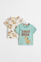 H & M - 2-pack Printed T-shirts - Turquoise