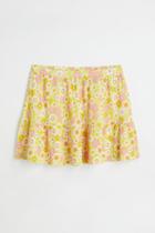 H & M - Flounced Crped Skirt - Yellow