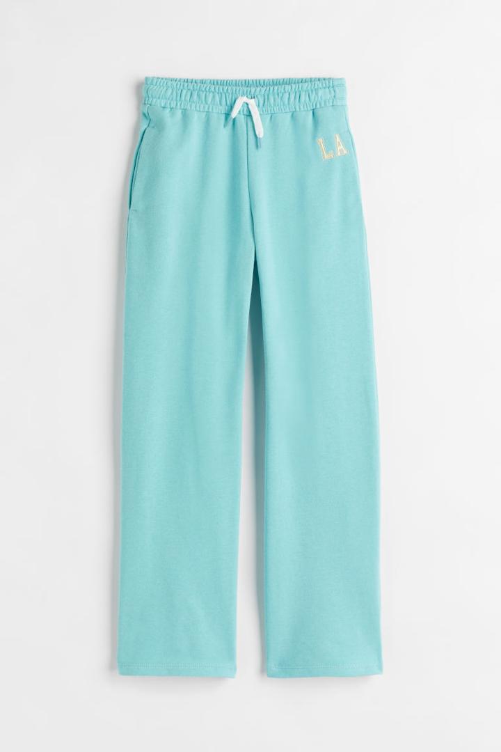 H & M - Wide-leg Joggers - Turquoise