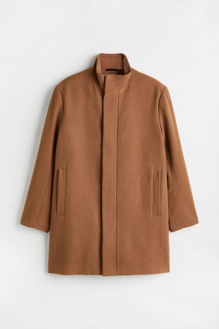 H & M - Wool-blend Chimney-collar Coat - Beige