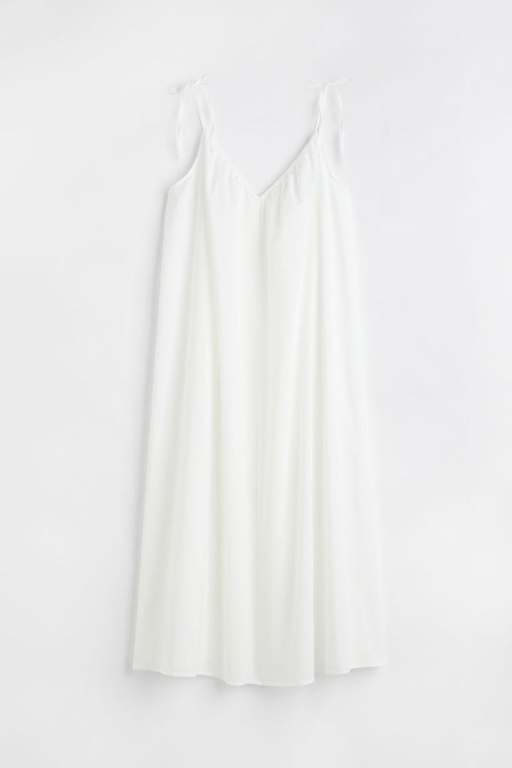 H & M - Cotton Voile A-line Dress - White