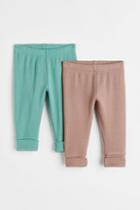 H & M - 2-pack Adjustable-fit Leggings - Green
