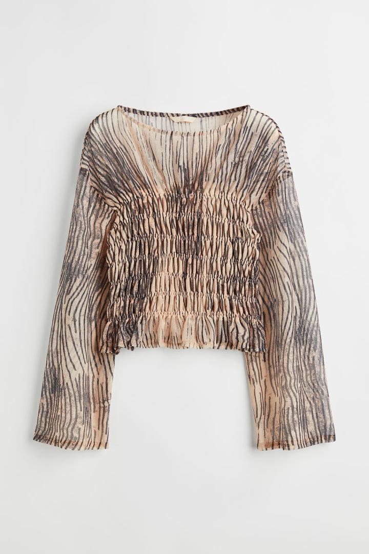 H & M - Smocked Top - Beige