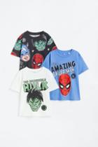 H & M - 3-pack Printed T-shirts - Gray