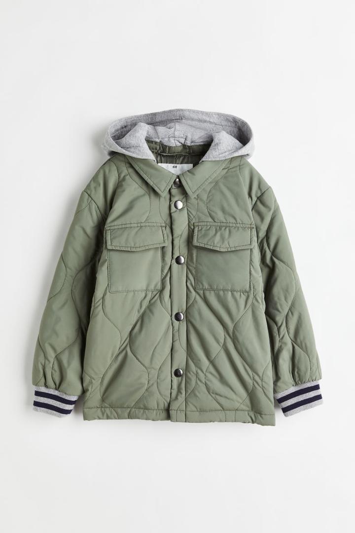 H & M - Hooded Quilted Jacket - Green