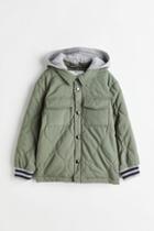 H & M - Hooded Quilted Jacket - Green