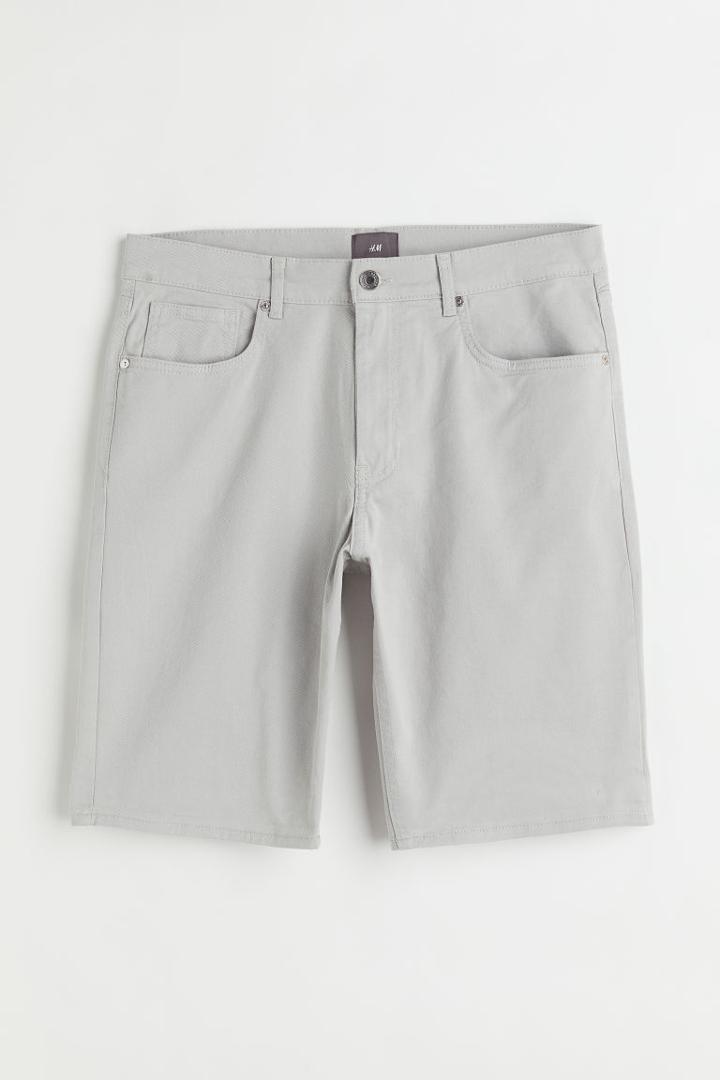 H & M - Slim Fit Cotton Twill Shorts - Gray
