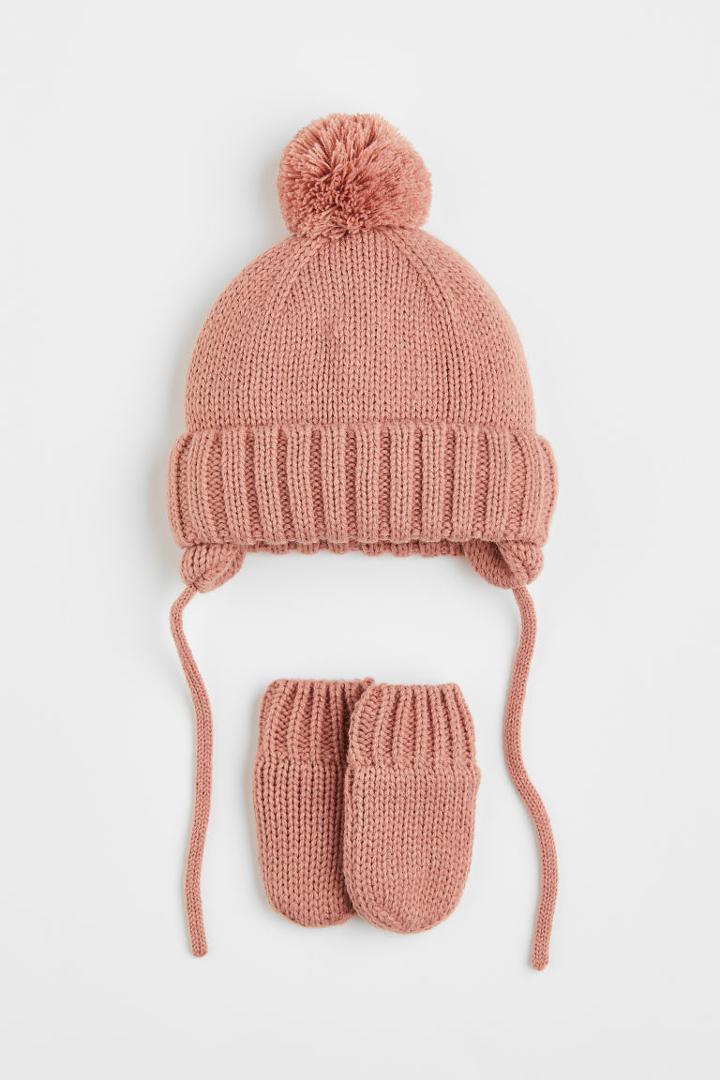 H & M - Knitted 2-piece Set - Pink