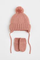 H & M - Knitted 2-piece Set - Pink