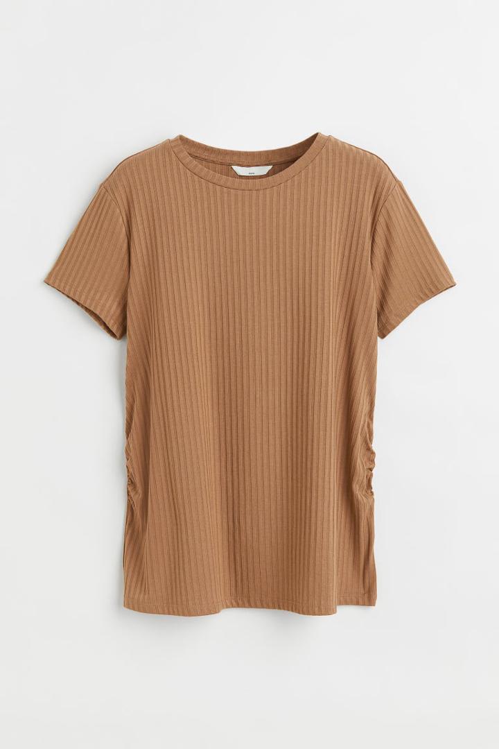 H & M - Mama Ribbed T-shirt - Beige