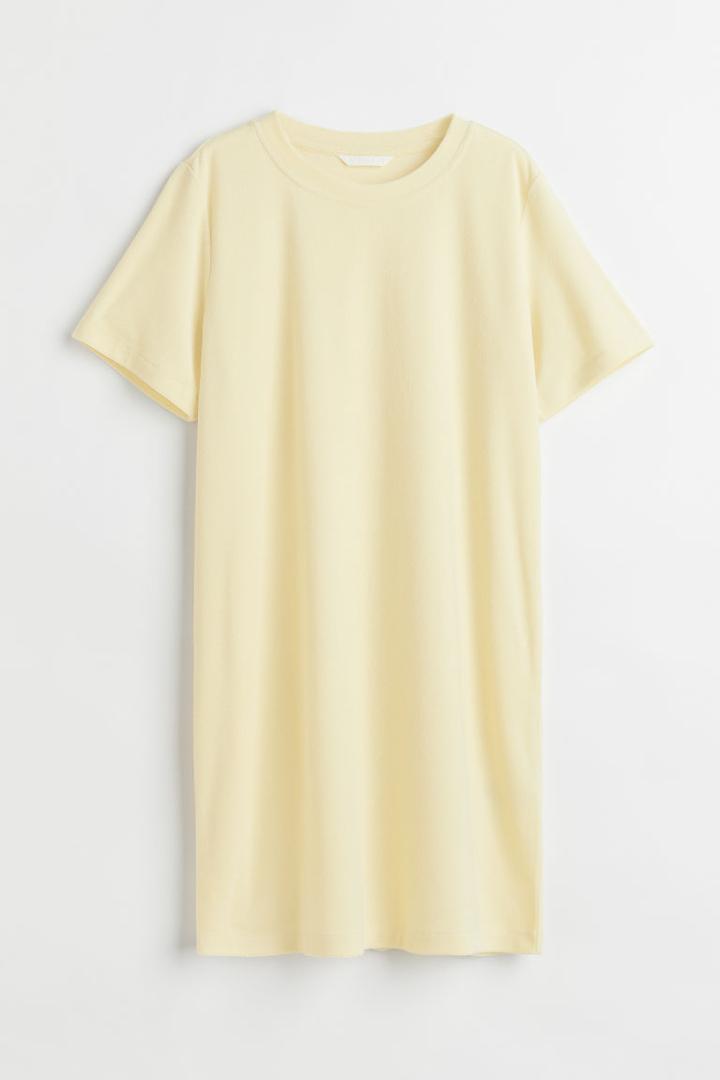 H & M - Terry T-shirt Dress - Yellow