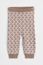H & M - Jacquard-knit Cotton Leggings - Beige