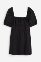 H & M - H & M+ Puff-sleeved Poplin Dress - Black