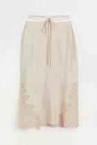 H & M - Lace-detail Skirt - Beige