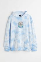 H & M - Relaxed Fit Printed Hoodie - Blue