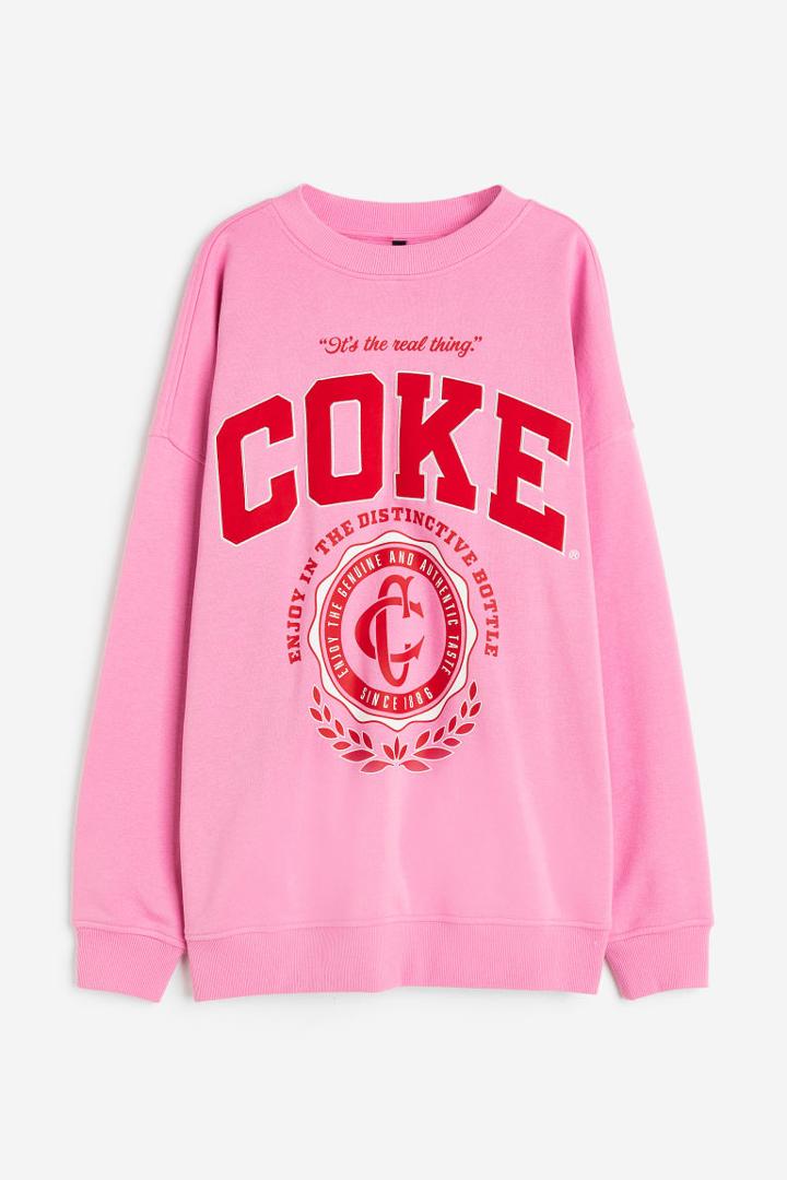 H & M - Oversized Printed Sweatshirt - Pink