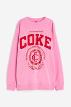 H & M - Oversized Printed Sweatshirt - Pink