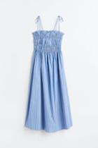 H & M - Smocked Seersucker Dress - Blue