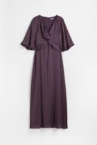 H & M - V-neck Satin Dress - Purple