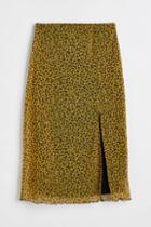 H & M - Patterned Mesh Skirt - Yellow