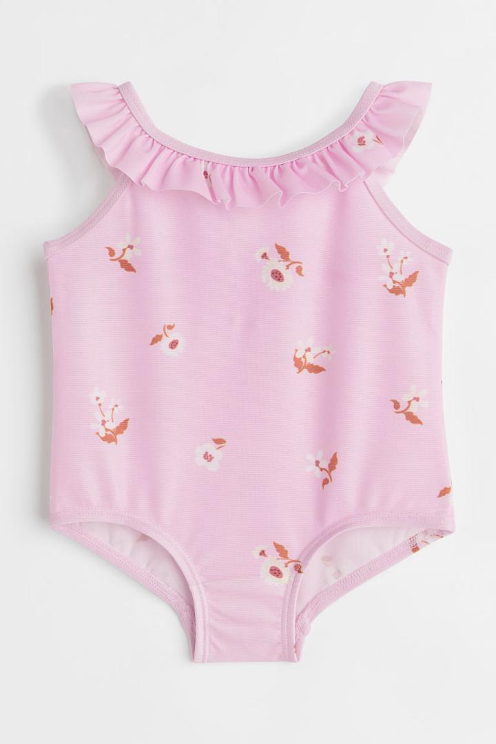 H & M - Ruffle-trimmed Swimsuit - Pink